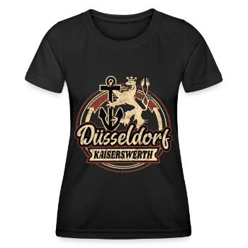 Düsseldorf Kaiserswerth Retro Design - Frauen Funktions-T-Shirt - Schwarz - Vorne - AI Model Female 172 light (172cm)