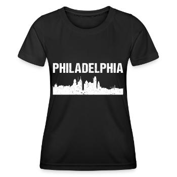 Horizon de la ville de Philadelphie - T-shirt sport Femme - noir - Devant - AI Model Female 172 light (172cm)