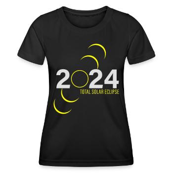 Totale Sonnenfinsternis 2024 - Zeuge der Dunkelheit - Frauen Funktions-T-Shirt - Schwarz - Vorne - AI Model Female 172 light (172cm)
