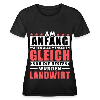 Am Anfang waren alle gleich - Landwirt Edition - Frauen Funktions-T-Shirt - Schwarz - Vorne - AI Model Female 172 light (172cm)