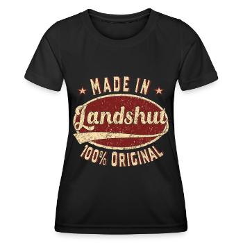 Made in Landshut 100 % original Landshuter Retro - T-shirt sport Femme - noir - Devant - AI Model Female 172 light (172cm)