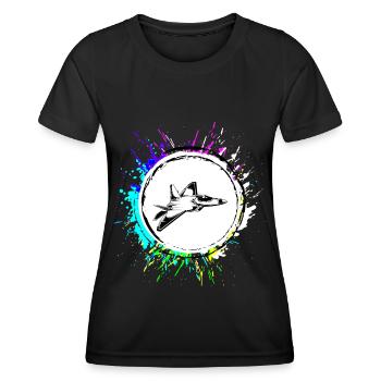 Symbole d’avion à réaction - T-shirt sport Femme - noir - Devant - AI Model Female 172 light (172cm)