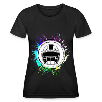 Football Helm - Frauen Funktions-T-Shirt - Schwarz - Vorne - AI Model Female 172 light (172cm)