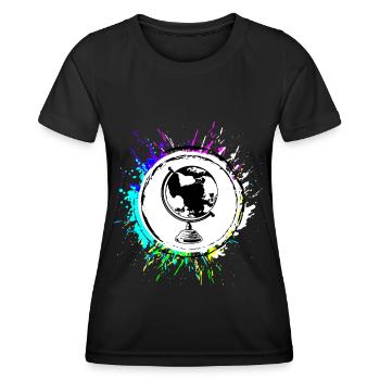 Globus symbol travel - Frauen Funktions-T-Shirt - Schwarz - Vorne - AI Model Female 172 light (172cm)