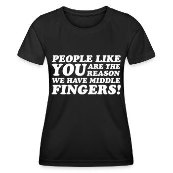 Middle Fingers - Frauen Funktions-T-Shirt - Schwarz - Vorne - AI Model Female 172 light (172cm)