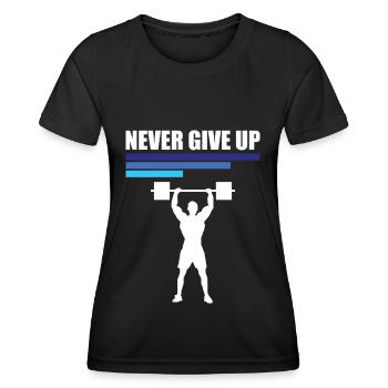Never Give Up Fitness & Bodybuilding Motivation - T-shirt sport Femme - noir - Devant - AI Model Female 172 light (172cm)