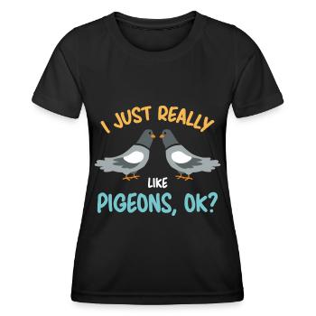 Pigeons Pigeons Pigeons Amateurs Cadeau - T-shirt sport Femme - noir - Devant - AI Model Female 172 light (172cm)