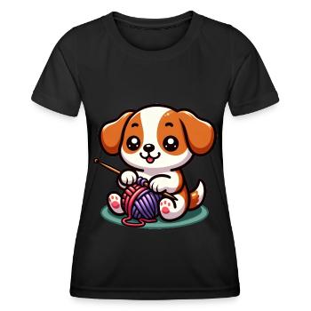 Chien tricot tricot chien pull Art - T-shirt sport Femme - noir - Devant - AI Model Female 172 light (172cm)