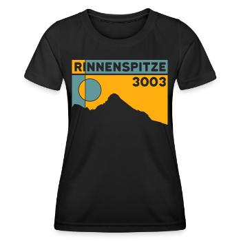 Rinnenspitze Berg Wanderung Klettersteig Stubaital - Frauen Funktions-T-Shirt - Schwarz - Vorne - AI Model Female 172 light (172cm)