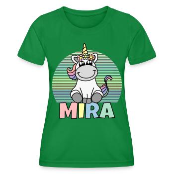 Mira Einhorn Name - Frauen Funktions-T-Shirt - Kelly Green - Vorne - AI Model Female 172 dark (172cm)