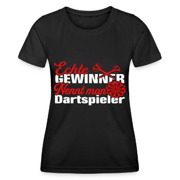 Dartspieler Darten Darts Dart Spruch - Frauen Funktions-T-Shirt - Schwarz - Vorne - AI Model Female 172 light (172cm)