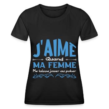 J’aime ma femme quand je joue au poker - T-shirt sport Femme - noir - Devant - AI Model Female 172 light (172cm)