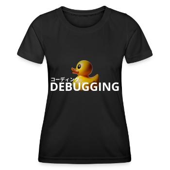 LUZILLION CODER COUTURE, RUBBER DUCK DEBUGGING - Frauen Funktions-T-Shirt - Schwarz - Vorne - AI Model Female 172 light (172cm)
