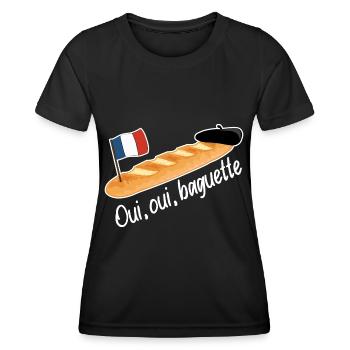 Oui Oui Baguette - Lustiges französisches Essen - Frauen Funktions-T-Shirt - Schwarz - Vorne - AI Model Female 172 light (172cm)