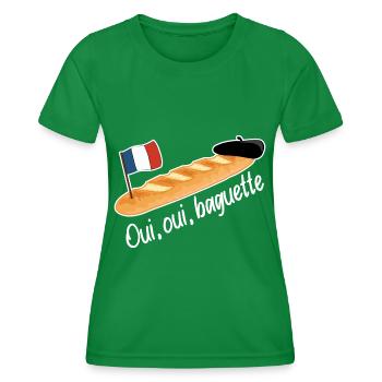 Oui Oui Baguette - Lustiges französisches Essen - Frauen Funktions-T-Shirt - Kelly Green - Vorne - AI Model Female 172 dark (172cm)