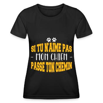 Si tu n’aimes pas mon chien - T-shirt sport Femme - noir - Devant - AI Model Female 172 light (172cm)
