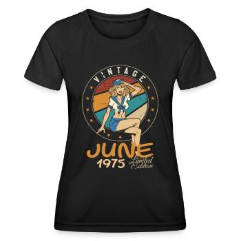 Vintage 1975 - Born In June 1975 - Frauen Funktions-T-Shirt - Schwarz - Vorne - AI Model Female 172 light (172cm)