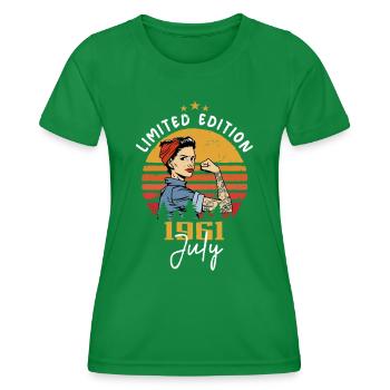 July 1961 - Birthday in July 1961 Gift - Women's Functional T-Shirt - kelly green - Front - AI Model Female 172 dark (172cm)