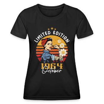 Oktober 1964 geboren | October 1964 - Frauen Funktions-T-Shirt - Schwarz - Vorne - AI Model Female 172 light (172cm)