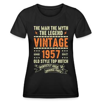 1957 Jubiläumsgeschenk Jahrgang 1957 Vintage 1957 - Frauen Funktions-T-Shirt - Schwarz - Vorne - AI Model Female 172 light (172cm)