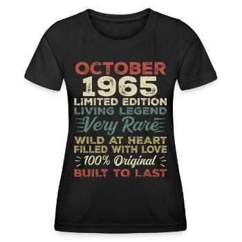 1965 October 1965 birthday October 1965 Original - Women's Functional T-Shirt - black - Front - AI Model Female 172 light (172cm)