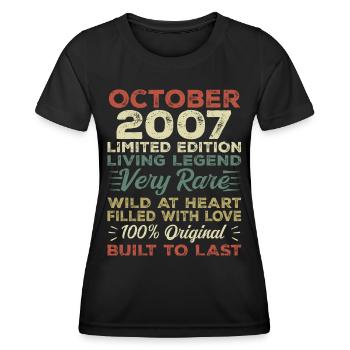 2007 Oktober 2007 Geburtstag Oktober 2007 Original - Frauen Funktions-T-Shirt - Schwarz - Vorne - AI Model Female 172 light (172cm)
