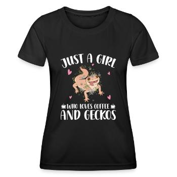 Gecko Liebhaber - Frauen Funktions-T-Shirt - Schwarz - Vorne - AI Model Female 172 light (172cm)