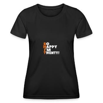Tellement heureux que j’ai vingt ans! À l’occasion de ses 20 ans - T-shirt sport Femme - noir - Devant - AI Model Female 172 light (172cm)