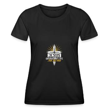 Jesus Changed My Life Ask Me How für Christen - Frauen Funktions-T-Shirt - Schwarz - Vorne - AI Model Female 172 light (172cm)