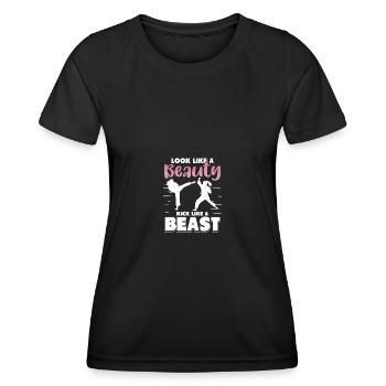 Look Like A Beauty Kick Like A Beast Boxing Gym - Frauen Funktions-T-Shirt - Schwarz - Vorne - AI Model Female 172 light (172cm)