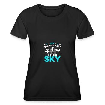 Mon terrain de jeu est dans le ciel Parapente parachutisme parachutisme - T-shirt sport Femme - noir - Devant - AI Model Female 172 light (172cm)