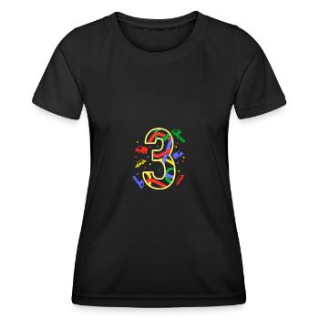 Kids Birthday Number 3 ToyCars for Kids Boys - Women's Functional T-Shirt - black - Front - AI Model Female 172 light (172cm)