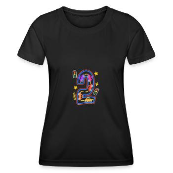 Kids Birthday Number 2 ToyCars für Kinder Jungen - Frauen Funktions-T-Shirt - Schwarz - Vorne - AI Model Female 172 light (172cm)