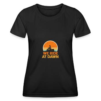 We Ride At Dawn Lustiges Rasenmäher Design - Frauen Funktions-T-Shirt - Schwarz - Vorne - AI Model Female 172 light (172cm)