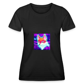 Kitsun Vaporwave Japanische Kami Vaporwave Kitsune - Frauen Funktions-T-Shirt - Schwarz - Vorne - AI Model Female 172 light (172cm)