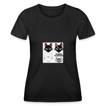 Kitsun Vaporwave Japanische Kami Vaporwave Kitsune - Frauen Funktions-T-Shirt - Schwarz - Vorne - AI Model Female 172 light (172cm)