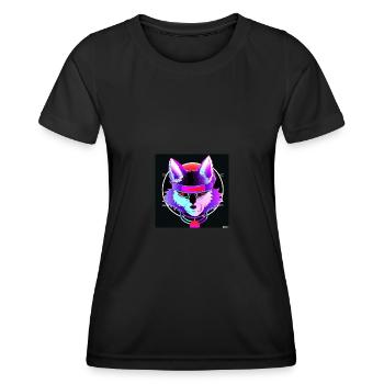 Kitsun Vaporwave Japanese Kami Vaporwave Kitsune - Women's Functional T-Shirt - black - Front - AI Model Female 172 light (172cm)