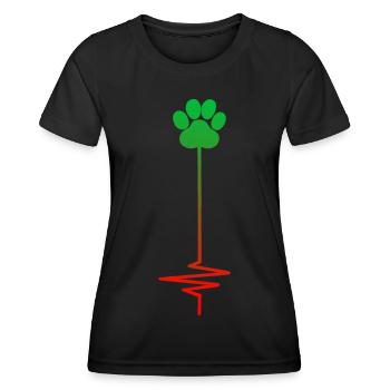 Dog Paw Print Heartbeat Love Dogs - Women's Functional T-Shirt - black - Front - AI Model Female 172 light (172cm)