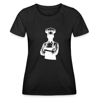 Küchenchef und Hobbykoch Silhouette Portrait - Frauen Funktions-T-Shirt - Schwarz - Vorne - AI Model Female 172 light (172cm)