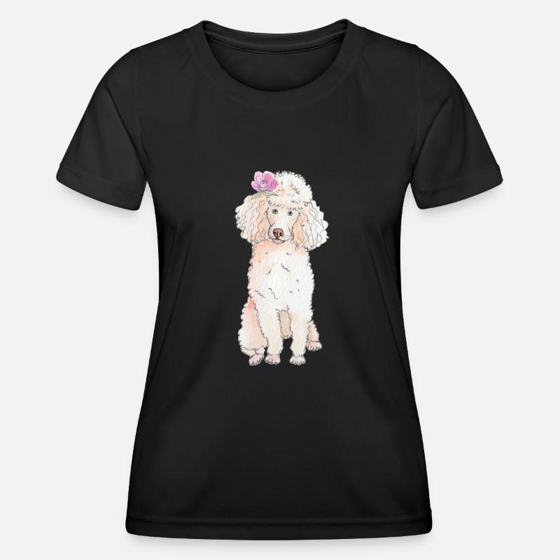 Poodle with flower - Women's Functional T-Shirt - black