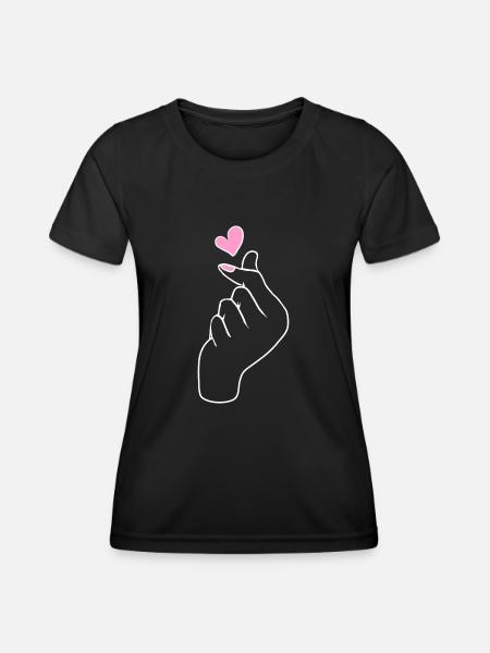 Kpop Korea K-Pop Herz - Frauen Funktions-T-Shirt - Schwarz