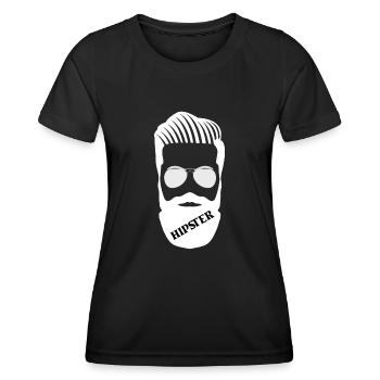 Hipster Illustration mit Bart und Sonnenbrille - Frauen Funktions-T-Shirt - Schwarz - Vorne - AI Model Female 172 light (172cm)