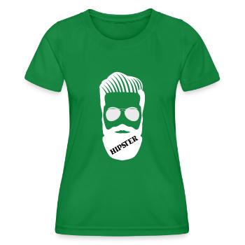 Hipster illustration with beard and sunglasses - Women's Functional T-Shirt - kelly green - Front - AI Model Female 172 dark (172cm)