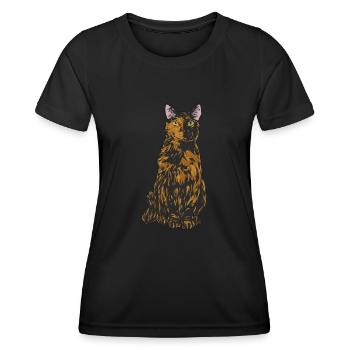Schildpatt Katze Tortoiseshell Cat Tortie - Frauen Funktions-T-Shirt - Schwarz - Vorne - AI Model Female 172 light (172cm)