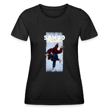 Sambo Self Defense Wrestling Martial Arts - Women's Functional T-Shirt - black - Front - AI Model Female 172 light (172cm)