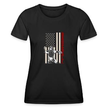 American Flag Baseball Catcher US Sportsman - Women's Functional T-Shirt - black - Front - AI Model Female 172 light (172cm)