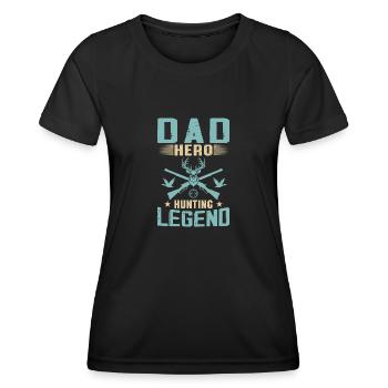 Papa Légende de la chasse aux héros - T-shirt sport Femme - noir - Devant - AI Model Female 172 light (172cm)