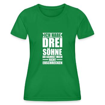 3 Söhne Familie Mama von 3 Söhnen Geschenk - Frauen Funktions-T-Shirt - Kelly Green - Vorne - AI Model Female 172 dark (172cm)