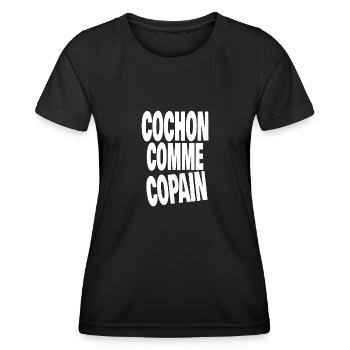 cochon comme copain - T-shirt sport Femme - noir - Devant - AI Model Female 172 light (172cm)