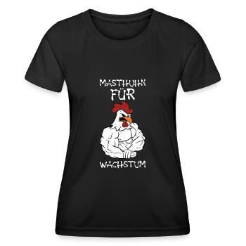 Masthuhn Für Wachstum Bodybuilding - Frauen Funktions-T-Shirt - Schwarz - Vorne - AI Model Female 172 light (172cm)